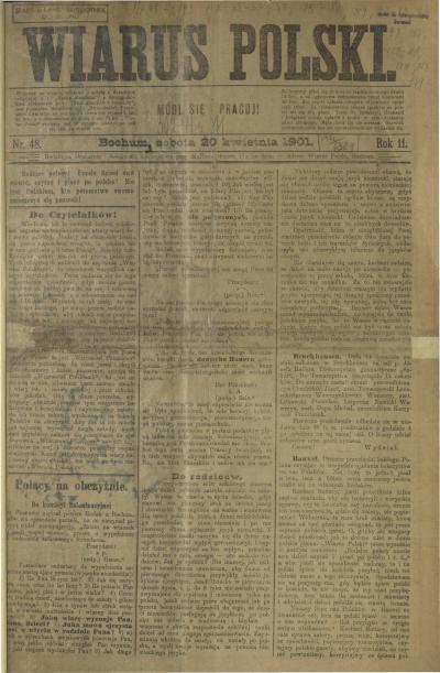 Wiarus Polski: Ausgaben April bis November 1901 - Wiarus Polski: Ausgaben April bis November 1901 