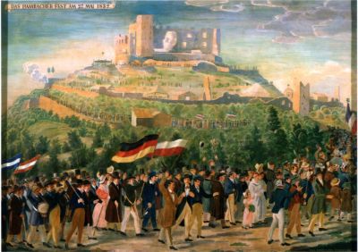 Hans Mocznay, The Hambach Festival on 27 May 1832, reproduction 1977, oil on wood, 108.5 x 151.5 cm 