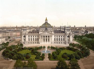 Budynek Reichstagu na Placu Królewskim w Berlinie (Königsplatz, do około 1900 roku) 