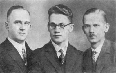 Die Mitglieder der Bochumer Schmiede um 1925: Stefan Szczepaniak, Dr. Jan Kaczmarek und Dr. Józef  Michałek