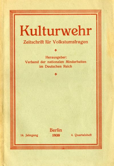 „Kulturwehr“, Ausgabe 4. Quartal 1938 