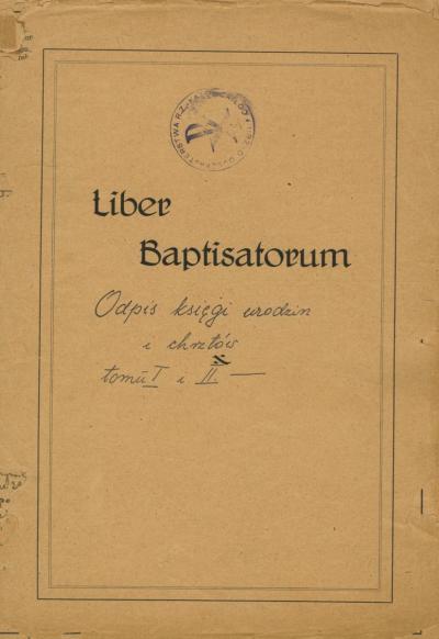 Karta tytułowa księgi urodzin i chrztów 