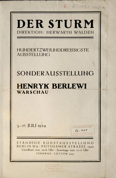 PDF 26: Sturm-Ausstellung Berlewi, 1924 - Sonderausstellung Henryk Berlewi, Warschau. Hundertzweiunddreißigste Ausstellung, Ausstellungs-Katalog Der Sturm, Berlin, 3.-17. Juli 1924 
