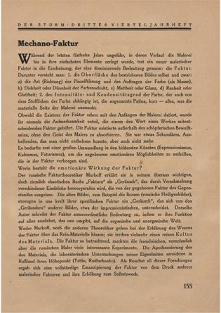 PDF 27: Berlewi, Manifest Mechano-Faktur, 1924 - Henryk Berlewi: Mechano-Faktur, in: Der Sturm. Vierteljahrschrift, 15. Jahrgang, 3. Heft, Berlin, September 1924, Seite 155-159 