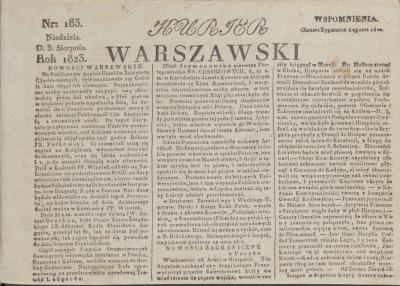 PDF 3: Kurjer Warszawski, 1823 - Nowosci Warszawskie, in: Kurjer Warszawski, Nr. 183, 3. August 1823, Seite 1, Spalte 2, Biblioteka Jagiellońska w Krakowie 