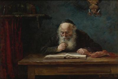 Alter Mann beim Studium, 1896. Öl auf Leinwand, signiert und datiert unten rechts, im Auktionshandel (Sotheby’s New York, 2009)