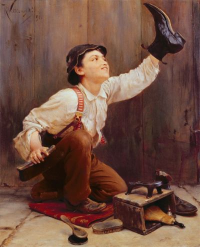 Shoeshine Boy, 1891. Öl auf Leinwand, 55,8 x 45,7 cm, Privatbesitz