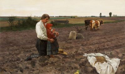 Säender Bauer (Vor der Aussaat) / Siewca (Przed siewem), 1888. Öl auf Leinwand, 82 x 138 cm, Fundacja PBG, Wysogotowo