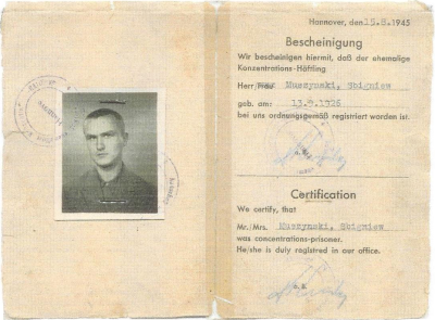 Zbigniew Muszyński: Ausweis des ehemaligen KZ-Häftlings