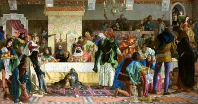The Banquet near Wierzynek/Uczta u Wierzynka, 1876, oil on canvas, 157 x 315 cm