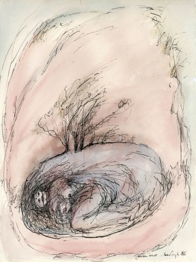 Fig. 11: “Here and There” (Hier und dort) 11, 1986 - Watercolour, black ink on paper, 23.5x31 cm, private collection