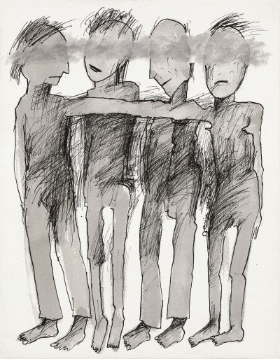 Fig. 27: “Together” (Zusammen) 6, 2000 - Black ink on paper, 32x41 cm, private collection