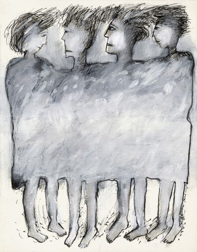 Fig. 28: “Together” (Zusammen) 8, 2000 - Black ink, gouache on paper, 32x41 cm, private collection