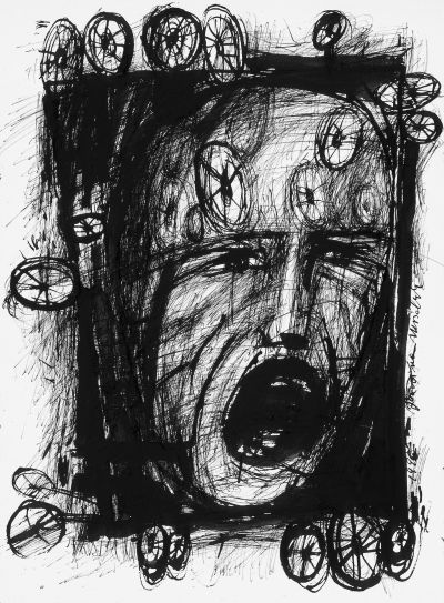 Fig. 44: “It Teeters” (Es taumelt) 21, 1996 - Black ink on paper, 32x41 cm, private collection