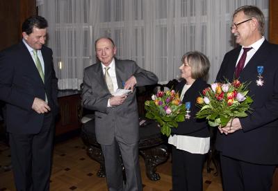 Botschafter Jerzy Margański, Wojciech Drozdek, Barbara Nowakowska-Drozdek, Marian Stefanowski, Berlin 2014.