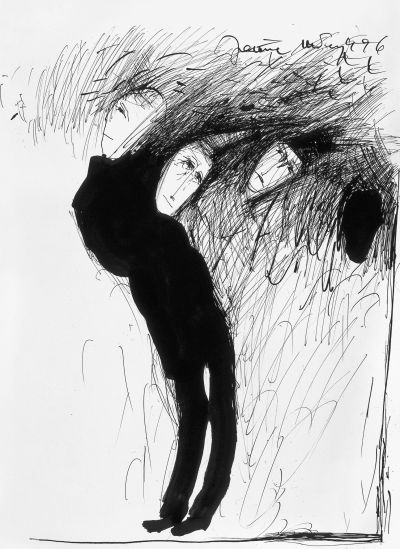 Fig. 57: “From Here to There” (Von hier bis dort) 2, 1996 - Black ink on paper, 30x40 cm, private collection