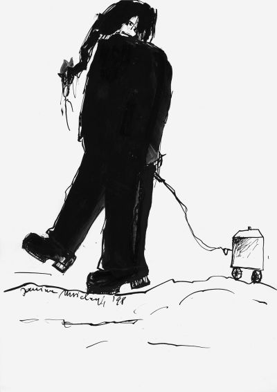 Fig. 63: “On the Road” (Unterwegs) 9, 1998 - Black ink on paper, 30x40 cm, private collection