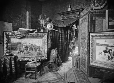 Carl Teufel: Josef Brandt´s atelier, Munich 1889. Black and white photograph from glass negative, 18 x 24 cm,  Foto Marburg image archive, Image No.: 121.569, Digitisation 2013