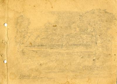 Envelope showing a pencil drawing