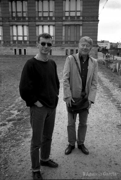 Berlin, September 1989. Auf dem Foto Tadeusz Szeliński und Tadeusz Rolke.