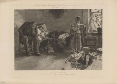 Fig. 10b: Zdzisław Jasiński - Felix Jasiński: Etching based on the painting “The ailing mother”/ “Chora matka” (1889) by Zdzisław Jasiński, 1890, National Library of Warsaw