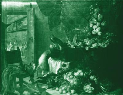 Großes Küchenstillleben nach Michel Bouillon, 2009. Digitaler Tintenstrahldruck auf Papier, 95 x 72,5 cm.