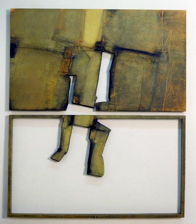 Wandsegment VIII/1, 1995. Holzplatte, Acryl, Pigmente, 100 x 100 cm, Privatbesitz