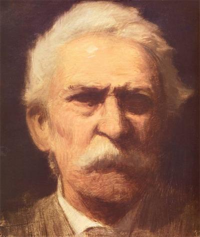 Roman Kochanowski, Porträt des Vaters, ca. 1920, oil on canvas,  23 x 15.5 cm