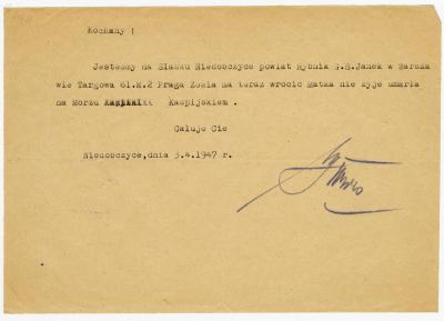 Dokument Nr. 30 - Telegramm aus Niedobczyce in Oberschlesien. 
