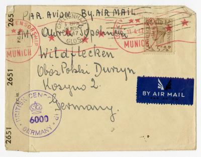 Briefumschlag Luftpost Vorderseite 24.3.1947