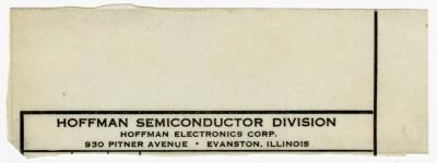 Dokument Nr. 55 - Zettel mit Namen und Adresse der Firma Hoffman Semiconductor Division aus Evanston, Illinois. 
