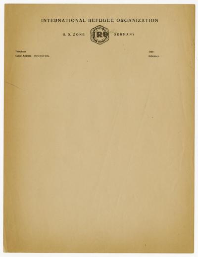 Dokument Nr. 142 - Formblatt (leer) der IRO US-Zone Germany.  