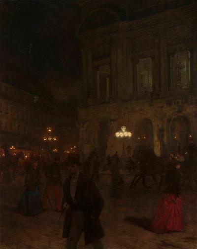 Aleksander Gierymski (1850-1901): Die Pariser Oper bei Nacht I, 1891. Öl auf Leinwand, 161 x 129,4 cm.