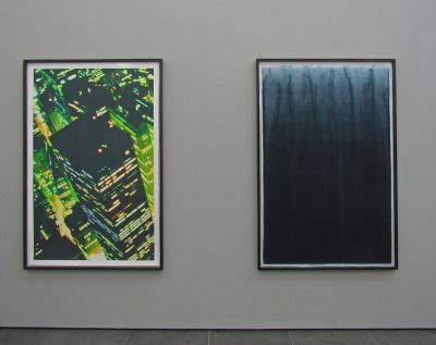 Fig. 15: Exhibition view - From left: Sławomir Elsner: Windows on the World 11, 2010; Just Watercolors (001), 2020; Museum Wiesbaden, 2021