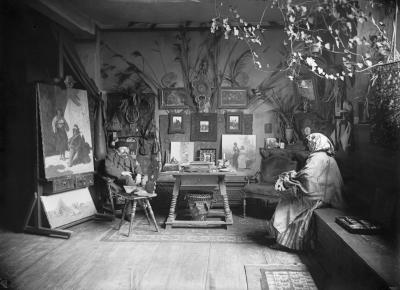 Carl Teufel: Franciszek Streitt´s atelier, Munich 1889. Black and white photograph from glass negative, 18 x 24 cm,  Foto Marburg image archive, Image No.: 121.835, Digitisation 2013