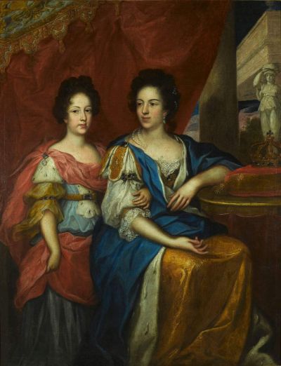 Maria Kazimira Sobieska mit ihrer Tochter Teresa Kunegunda, um 1690