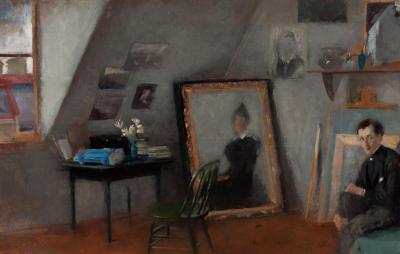 Ill. 17: In the Studio, ca. 1894  - In the Studio, ca. 1894. Oil on paperboard, 49 x 75 cm