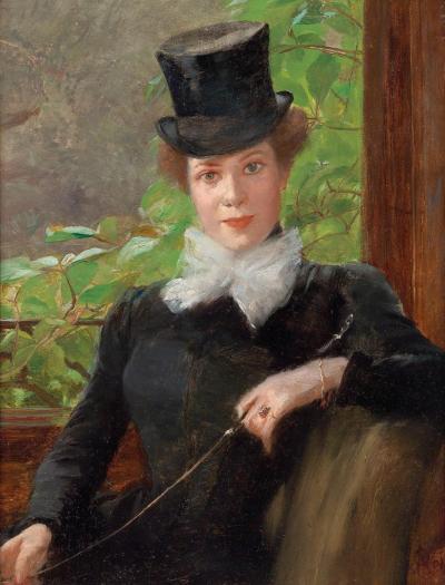 Otolia Gräfin Kraszewska (1859–1945): Selbstporträt, um 1890. Öl auf Holz, 28 x 21 cm