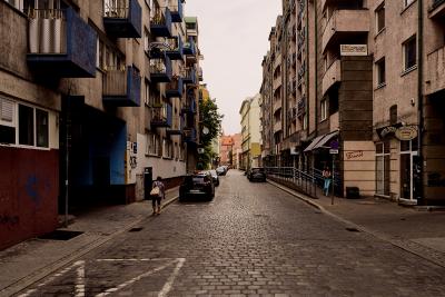 The street "Ulica Biskupia" in Wrocław (today's state).