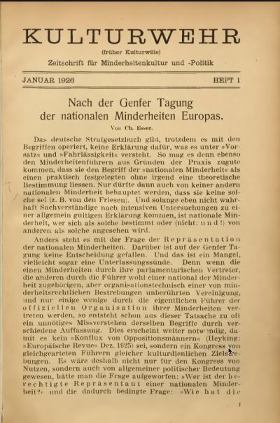 Kulturwehr, styczeń 1926 r.