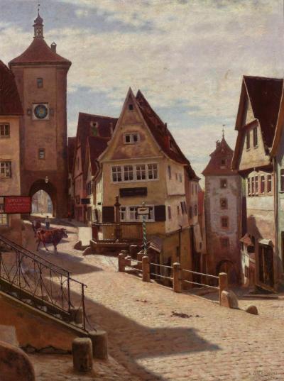 Aleksander Gierymski (1850-1901): Die Ecke am Plönlein in Rothenburg, 1896/97. Öl auf Leinwand, 80 x 61 cm.