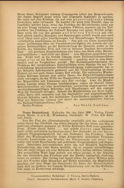 Kulturwehr, Januar 1926, Innenansicht mit Autorenangabe Jan Skala – Łužičan