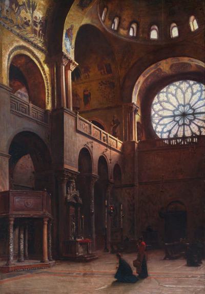 Ill. 19: Inside the Basilika San Marco in Venice, 1899 - Aleksander Gierymski (1850-1901): Insdie the Basilika San Marco in Venice, 1899.