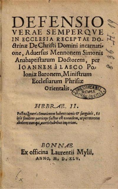 Verteidigung gegen Menno Simons, 1545