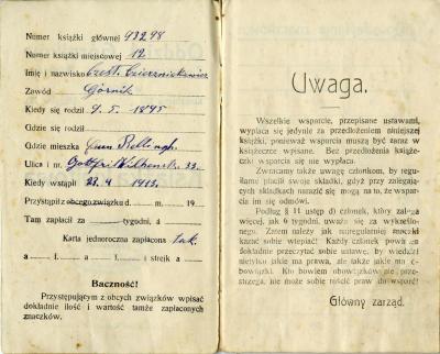 Quittungsbuch der Polnischen Berufsvereinigung, Bochum, 1913