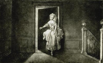 Daniel Chodowiecki: Miss Ledóchowska, 1773 (collotype from: From Berlin to Danzig. An artist’s journey …, Berlin 1895. Original drawing in the Akademie der Künste, Berlin, Inv. no. Chodowiecki 77)