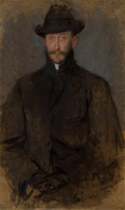 Ill. 29: Portrait of Antoni Kamieński, 1899  - Portrait of the painter Antoni Kamieński, 1899. Oil on paperboard, 95 x 49.5 cm