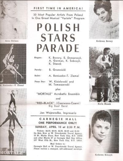 Plakat koncertów „Polish Stars Parade” w USA, 1966 r.