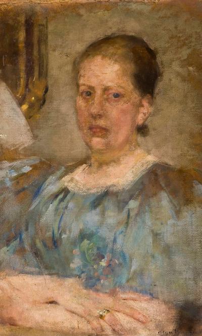 Portret kobiety w niebieskiej bluzce, 1899