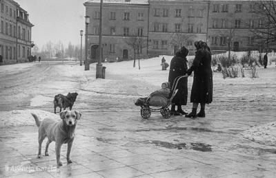 Warschau im Winter, Mariensztat-Siedlung, 1957. 